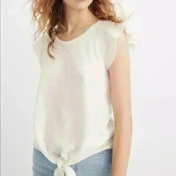 Madewell Women’s Tie-Front Marin Sweater Tee Small NWT - Picture 2 of 6